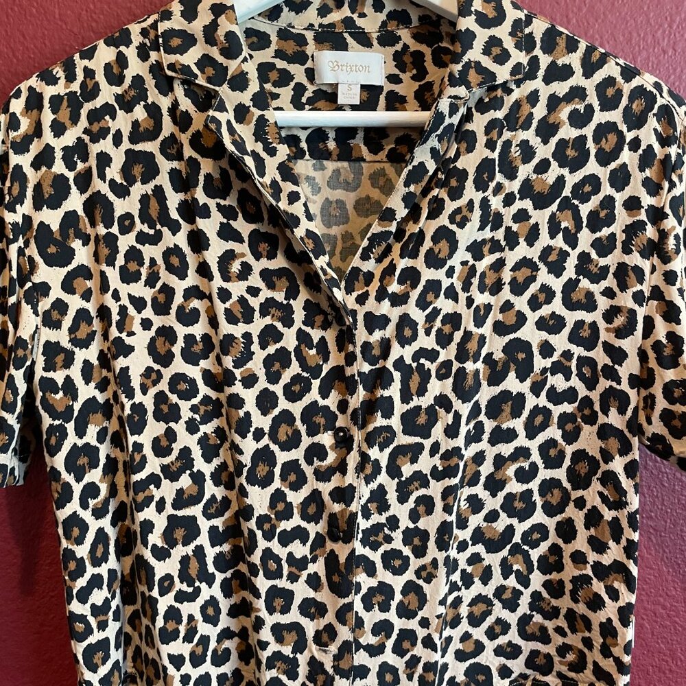 Brixton Leopard Print Cropped Button-Down Shirt; … - image 2